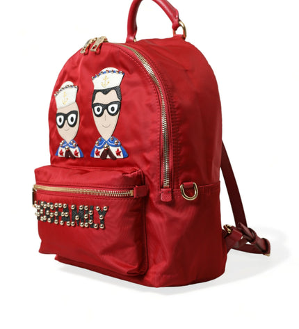 Dolce & Gabbana Embellished Red Backpack with Gold Detailing