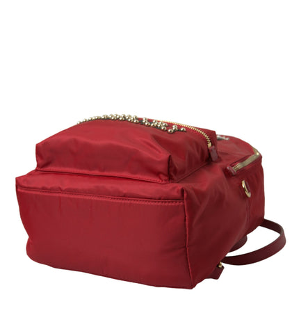 Dolce & Gabbana Embellished Red Backpack with Gold Detailing