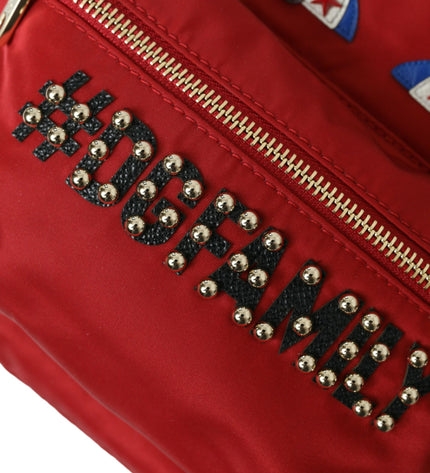 Dolce & Gabbana Embellished Red Backpack with Gold Detailing