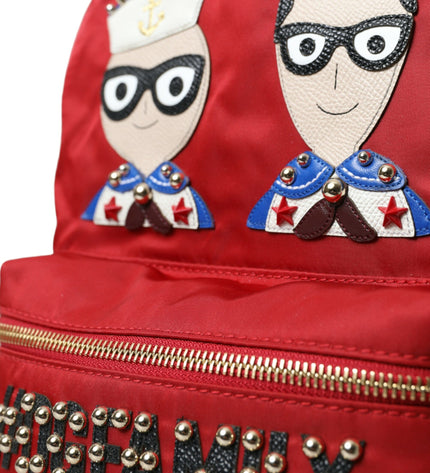 Dolce & Gabbana Embellished Red Backpack with Gold Detailing