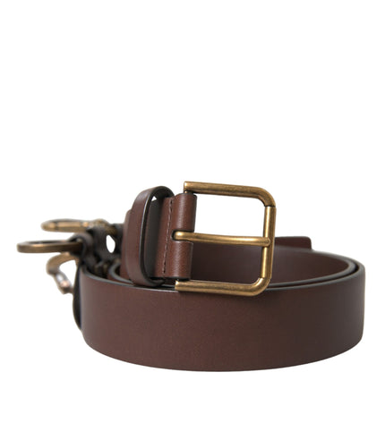 Dolce & Gabbana Elegant Brown Calf Leather Belt - Timeless Accessory