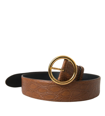 Dolce & Gabbana Elegant Exotic Leather Belt - Rich Brown