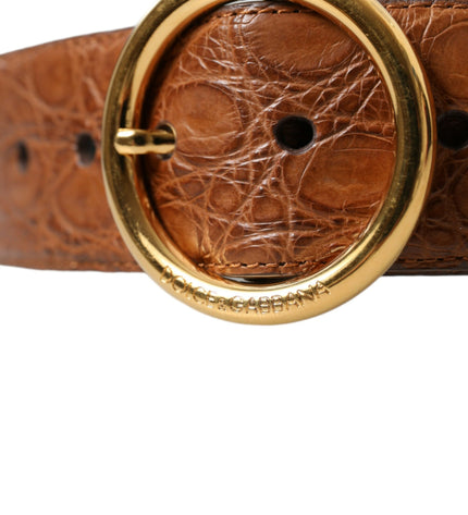 Dolce & Gabbana Elegant Exotic Leather Belt - Rich Brown