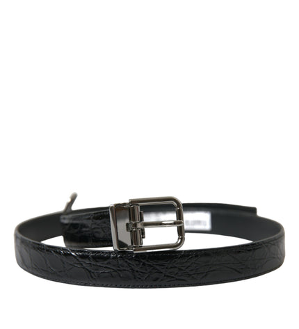 Dolce & Gabbana Elegant Black Leather Belt with Metal Buckle