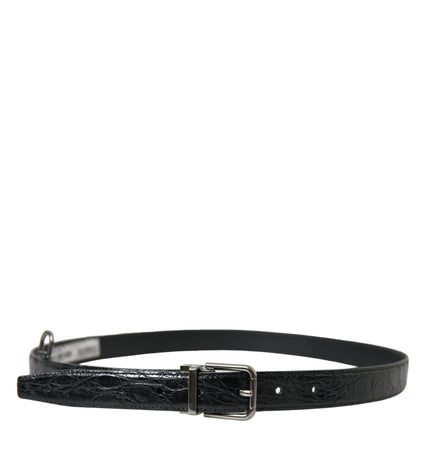 Dolce & Gabbana Elegant Black Leather Belt with Metal Buckle