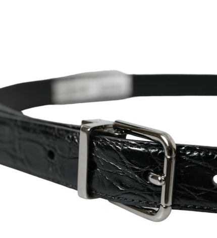 Dolce & Gabbana Elegant Black Leather Belt with Metal Buckle