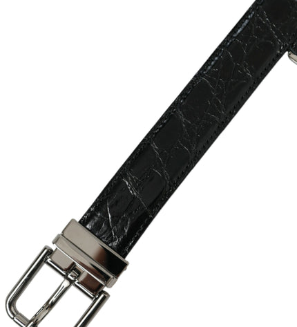 Dolce & Gabbana Elegant Black Leather Belt with Metal Buckle