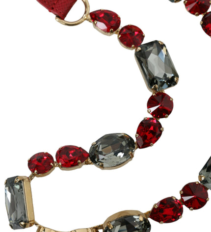 Dolce & Gabbana Radiant Red Crystal Buckle Waist Belt