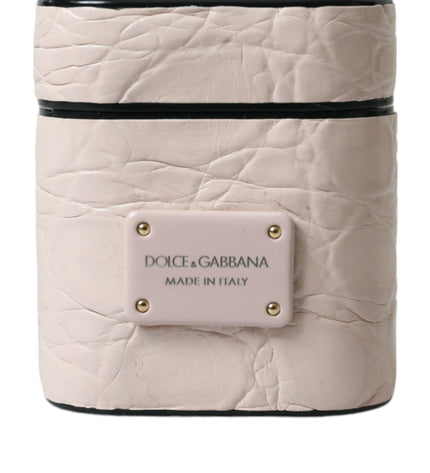 Dolce & Gabbana Elegant Light Pink Leather Airpod Case