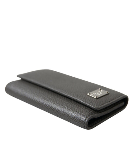 Dolce & Gabbana Chic Gray Leather Trifold Key Holder