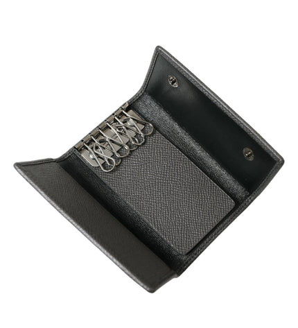 Dolce & Gabbana Chic Gray Leather Trifold Key Holder