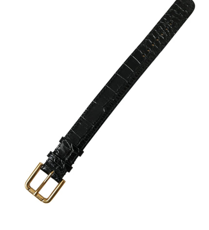 Dolce & Gabbana Elegant Gold Black Leather Bracelet