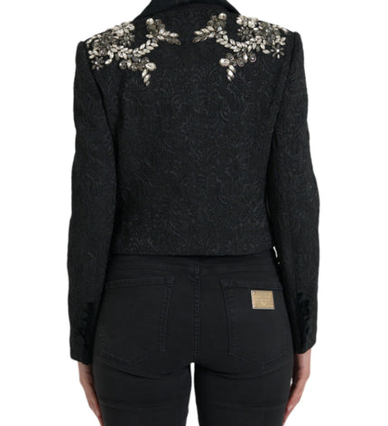 Dolce & Gabbana Elegant Embellished Black Overcoat Jacket