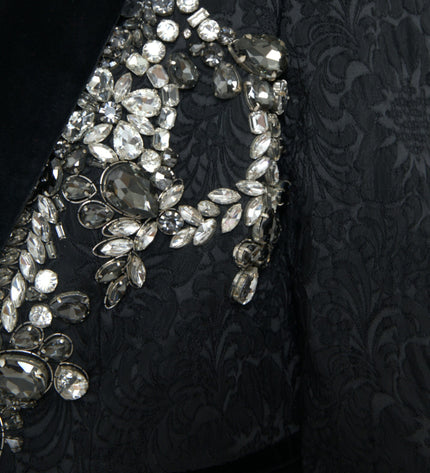 Dolce & Gabbana Elegant Embellished Black Overcoat Jacket