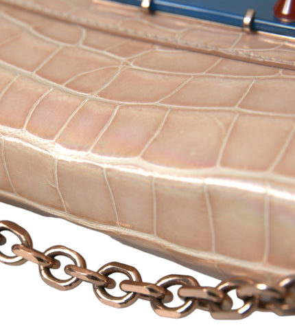 Balenciaga Elegant Mini Chain Beige Clutch for Evening Elegance