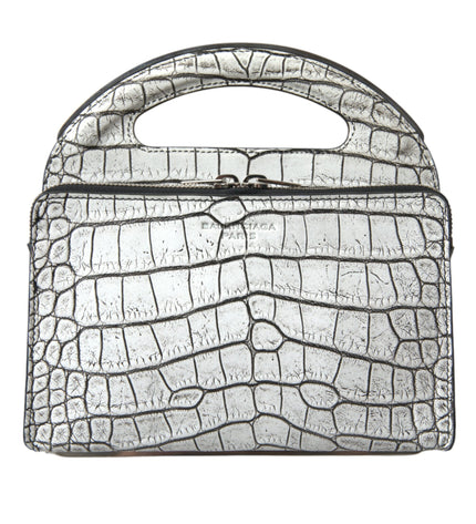 Balenciaga Metallic Silver Alligator Leather Mini Bag