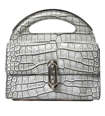 Balenciaga Metallic Silver Alligator Leather Mini Bag