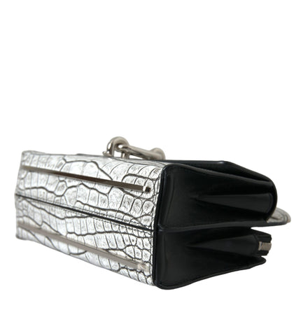 Balenciaga Metallic Silver Alligator Leather Mini Bag