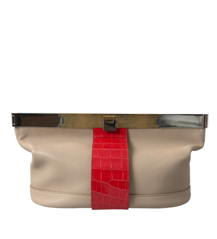 Balenciaga Two Tone Exotic Leather Clutch