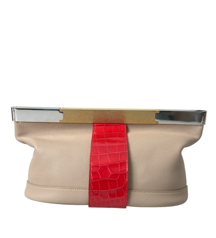 Balenciaga Two Tone Exotic Leather Clutch