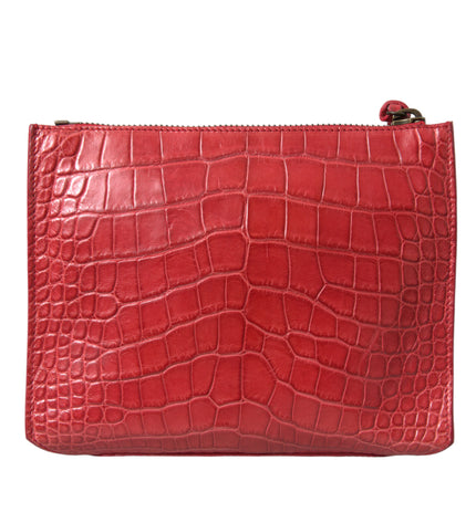 Balenciaga Exotic Red Alligator Leather Clutch