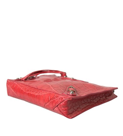 Balenciaga Exotic Red Alligator Leather Clutch