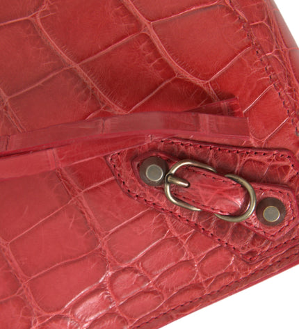 Balenciaga Exotic Red Alligator Leather Clutch