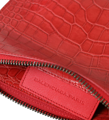 Balenciaga Exotic Red Alligator Leather Clutch