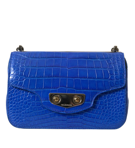 Balenciaga Alligator Skin Mini Shoulder Bag - Elegant Blue