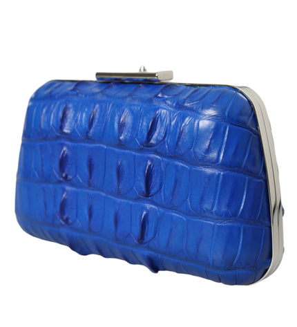 Balenciaga Electric Blue Crocodile Skin Clutch