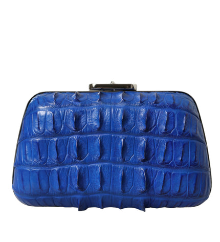 Balenciaga Electric Blue Crocodile Skin Clutch