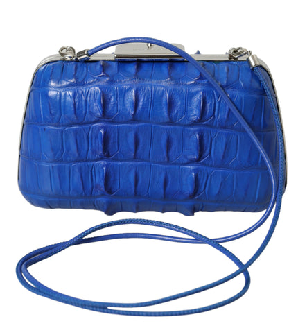 Balenciaga Electric Blue Crocodile Skin Clutch