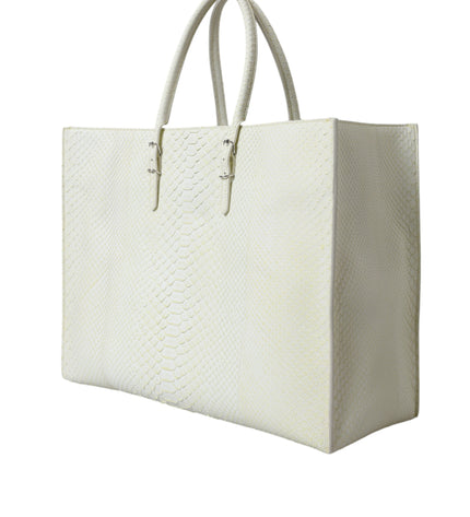 Balenciaga Chic Python Leather Tote in White & Yellow