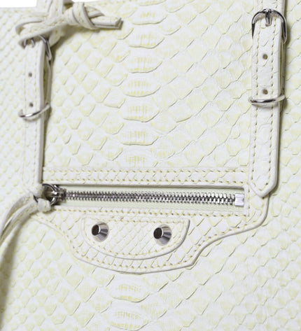 Balenciaga Chic Python Leather Tote in White & Yellow