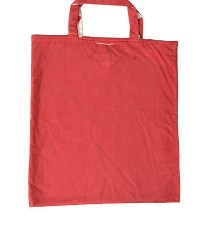 Prada Chic Red and White Fabric Tote Bag