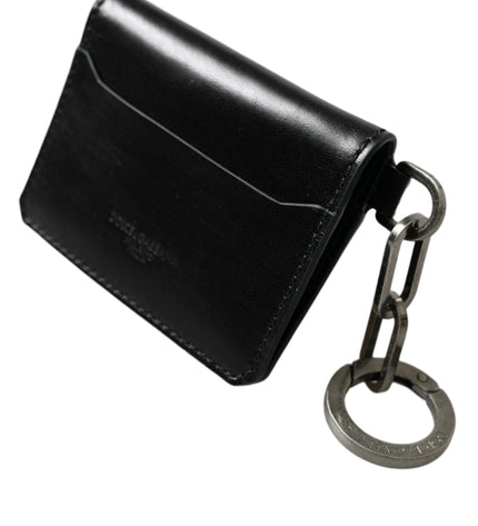 Dolce & Gabbana Black Leather Bifold Logo Card Holder Keyring Wallet