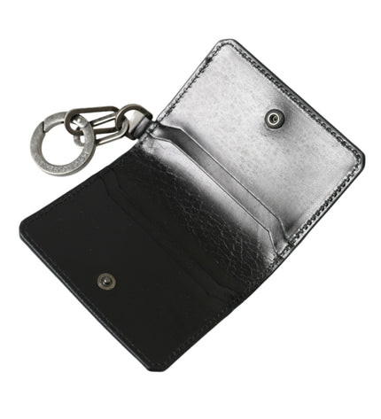 Dolce & Gabbana Black Leather Bifold Logo Card Holder Keyring Wallet