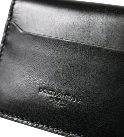 Dolce &amp; Gabbana Portafoglio portachiavi porta carte con logo bifold in pelle nera