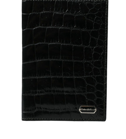 Dolce & Gabbana Black Exotic Skin Leather Long Bifold Passport Holder