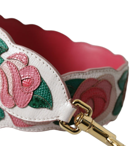 Dolce & Gabbana White Floral Leather Accessory Shoulder Strap