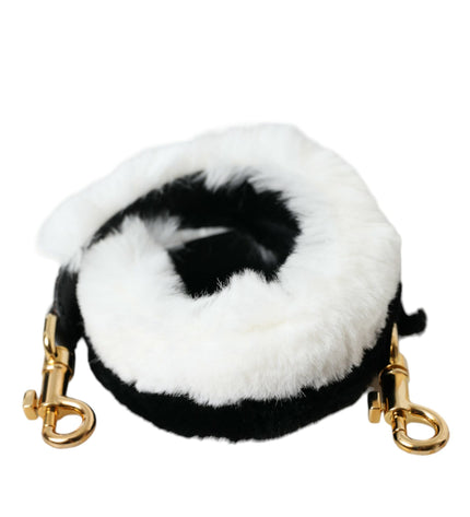 Dolce & Gabbana Black White Lapin Fur Accessory Shoulder Strap