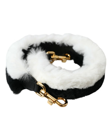 Dolce & Gabbana Black White Lapin Fur Accessory Shoulder Strap