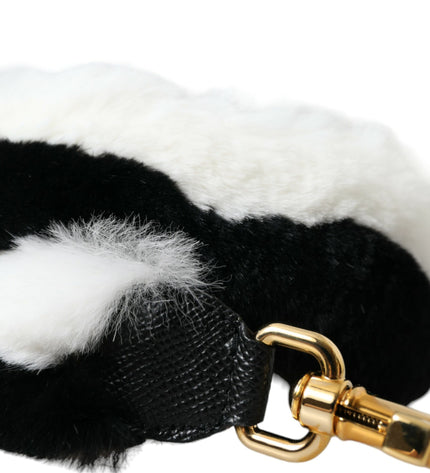 Dolce & Gabbana Black White Lapin Fur Accessory Shoulder Strap