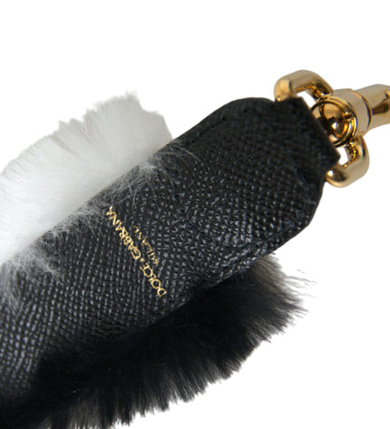 Dolce & Gabbana Black White Lapin Fur Accessory Shoulder Strap