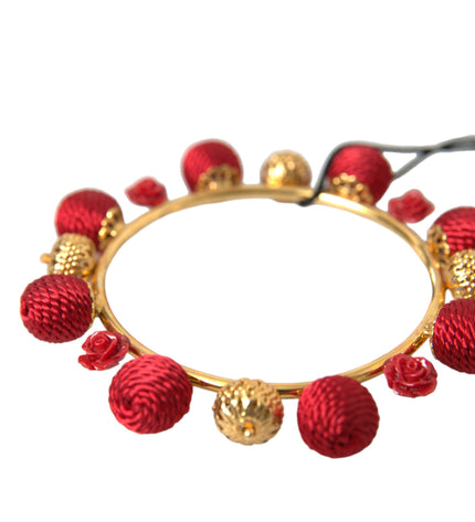 Dolce & Gabbana Gold Brass Red RUNWAY Sicilia Natale Roses Bracelet