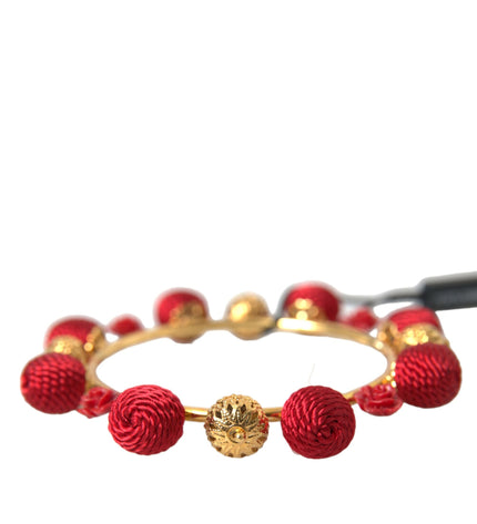 Dolce & Gabbana Gold Brass Red RUNWAY Sicilia Natale Roses Bracelet