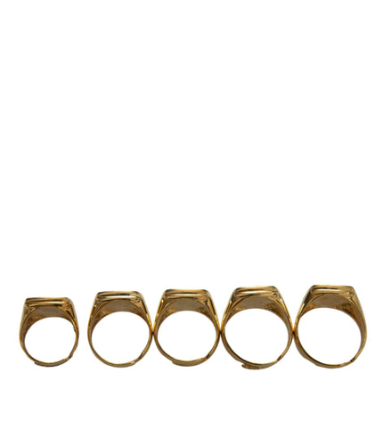 Dolce & Gabbana Gold Brass ROYAL Enamel Set of 5 Ring