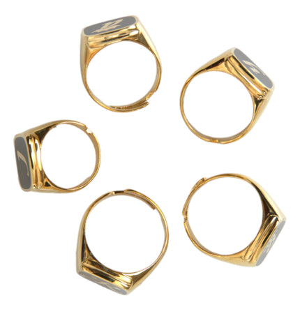 Dolce & Gabbana Gold Brass ROYAL Enamel Set of 5 Ring