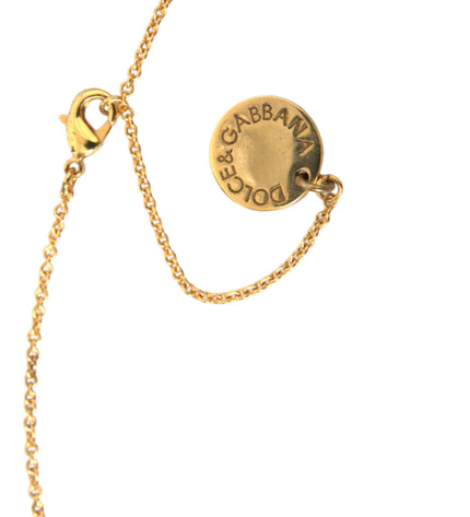 Dolce & Gabbana Gold Brass Chain Dog Heart Pendant Charm Necklace