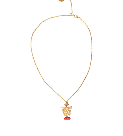 Dolce & Gabbana Gold Brass Chain Dog Heart Pendant Charm Necklace